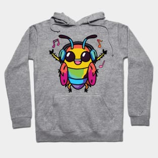 Happy cockroach or roach with headphones Hoodie